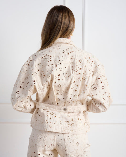 סטיב מאד - ג'קט ג'ינס לנשים HENRIETTA בגוון קרם