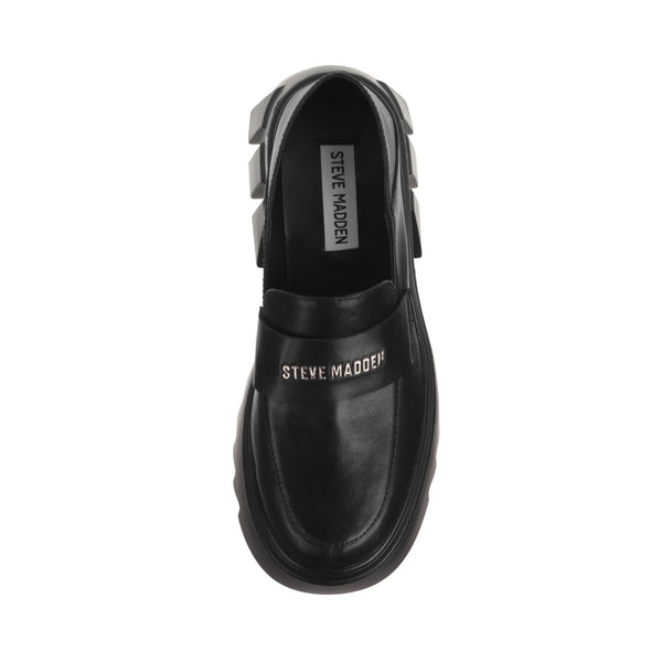סטיב מאד - נעלי מוקסין מעור לנשים HIZZIE בשחור
